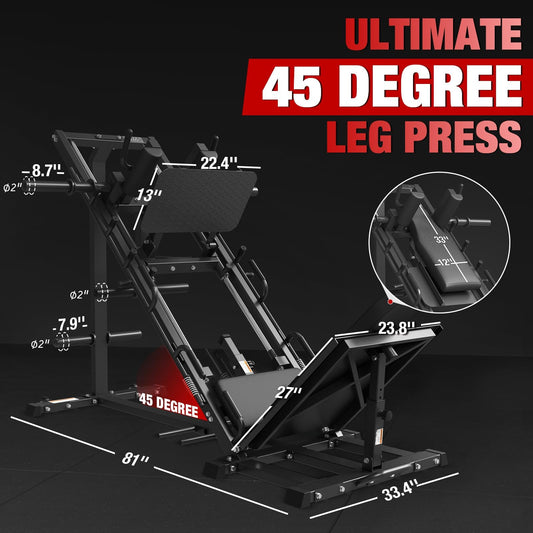 GMWD Leg Press Hack Squat Machine Combo, Leg Press Machine with Linear Bearing, Lower Body with Weight Storage for Quads, Hamstring, Glutes, Home Gym Exercise Equipment
