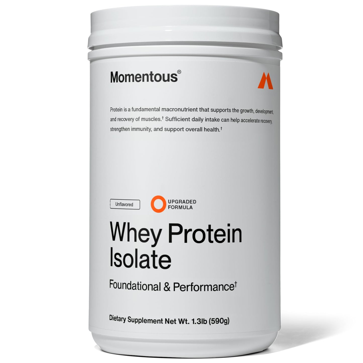 Momentous Essential Grass-Fed Whey Protein Powder - 20g Whey Isolate Protein - NSF Certified for Sport - Gluten-Free - 24 Servings for Essential Everyday Use, Unflavored (Package May Vary)