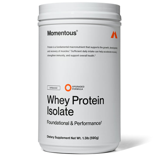 Momentous Essential Grass-Fed Whey Protein Powder - 20g Whey Isolate Protein - NSF Certified for Sport - Gluten-Free - 24 Servings for Essential Everyday Use, Unflavored (Package May Vary)