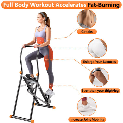 RYGEO Stair Stepper with Adjustable Resistance for Home Cardio Workout,Upgraded Vertical Climber Machine Full-Body Workout,Compact Folding Exercise Climber, Adjustable Handlebar & Pedals