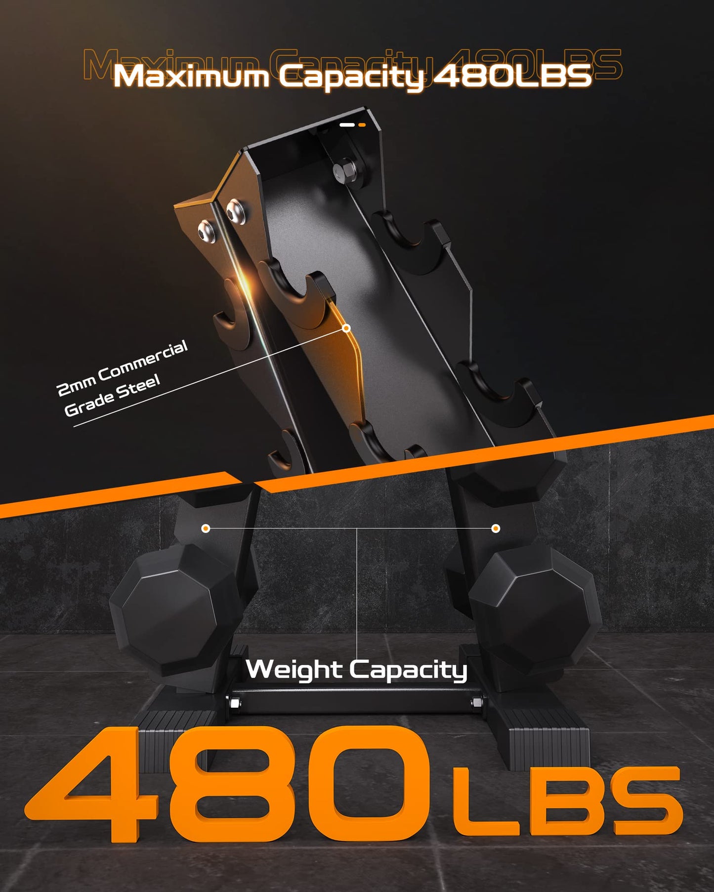 AKYEN A-Frame Dumbbell Rack Stand Only, Weight Rack for Dumbbells Compact Home Gym Space Saver (480LBS Weight Capacity, 2025 New Version)