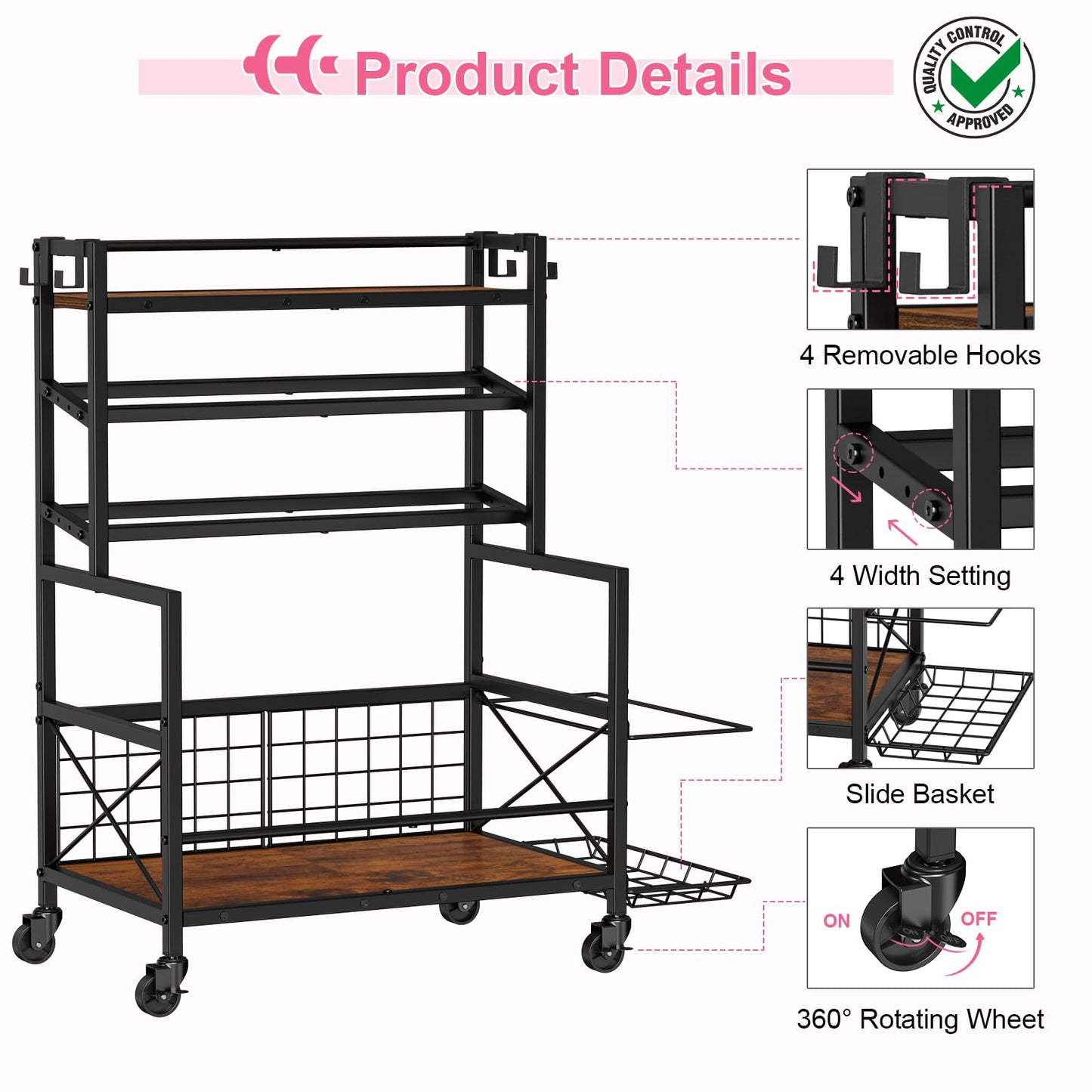 Snughome Dumbbell Rack, Adjustable Weight Rack for Dumbbells, Home Gym Storage Rack for Dumbbell, Kettlebells, Foam Roller and Yoga Mat, All in One Workout Equipment Storage with Wheels and Hooks