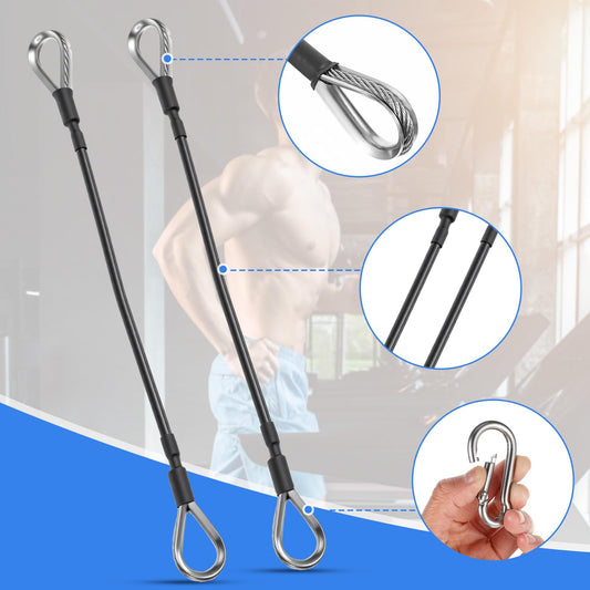YBEATY 2 Pcs Gym Cable Extension Attachments Compatible with Home Accessories Fitness Replacement Gym Cable Machine Extension for LAT/Tricep Pull Down Leg Extensions Machine