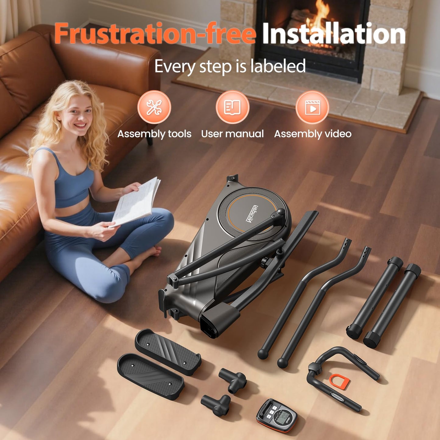 Niceday Elliptical Machine, Elliptical Trainer for Home with Hyper-Quiet Magnetic Driving System, 16 Resistance Levels, 15.5IN Stride, 400LBS Weight Capacity