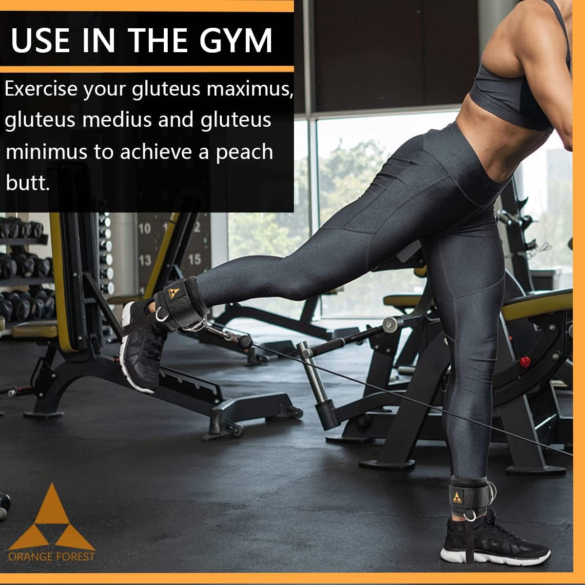 Ankle Strap for Cable Machine (Pair) Adjustable Comfort fit Neoprene and Reinforce 4 D-Rings, Upgraded Ankle Strap Gym Cable Attachment for Glute Kickbacks & Lower Body Exercises fit Women & Men
