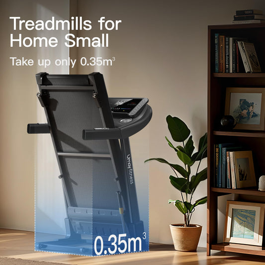 UMAY Fitness Home Folding Incline Treadmill with Pulse Sensors, 3.0 HP Quiet Brushless, 300 lbs Capacity (Black or Gray) (Black)