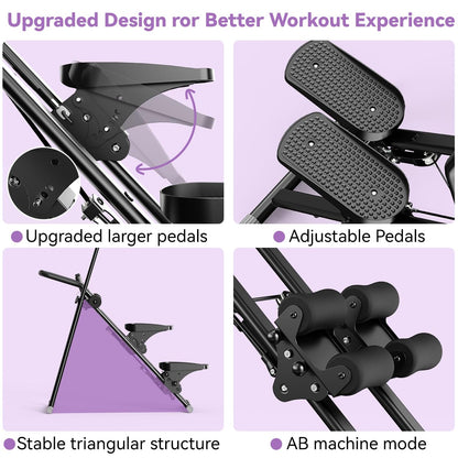 SEWD Foldable Stair Stepper Machine – AB Workout Equipment for Home Gym, Full-Body Cardio Workout Equipment with Adjustable Handlebar & Pedals