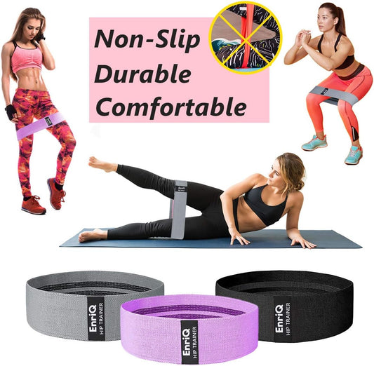 EnriQ Booty Bands Fabric Resistance Bands for Legs and Butt Cloth Hip Bands Workout Exercise Bands 3 Set Women Men Stretch Exercise Loops Thick Wide Non Slip Bootie Band