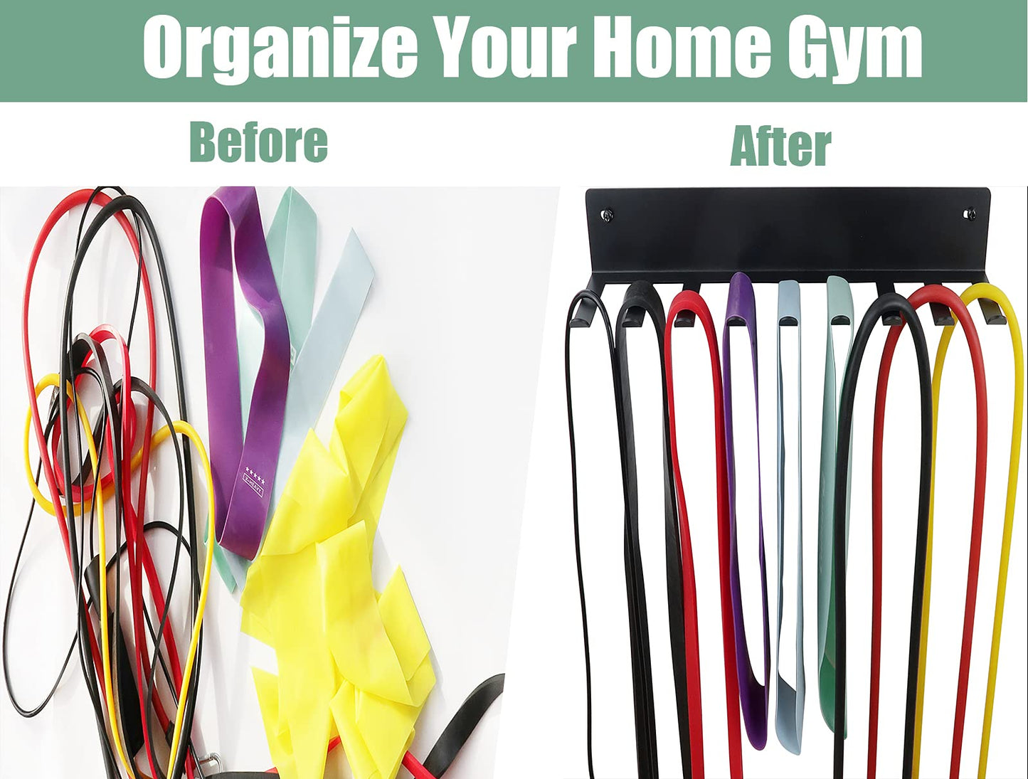 Multi-Purpose Storage Rack for Resistance Bands, Straps, Jump Ropes, Foam Rollers, Chains, Weight Belts, Tools - Heavy Duty, Fitness Bands Rack