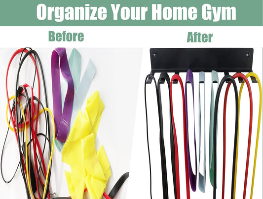 Multi-Purpose Storage Rack for Resistance Bands, Straps, Jump Ropes, Foam Rollers, Chains, Weight Belts, Tools - Heavy Duty, Fitness Bands Rack