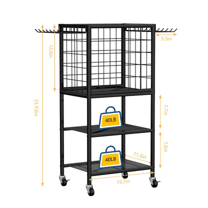 Dumbbell Rack for Home Weight Rack for Home Gym Yoga Mat Storage Rack Black Workout Equipment Storage Organizer with Hooks Yoga Mat Holder with Wheels for Yoga Block, Dumbbell, Resistance Band