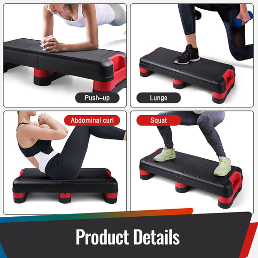 STOODER 33.5" Aerobic Exercise Folding Step Platform for Home Workout, Configurable 3 Height Workout Stepper for Office Indoor Home Gym Exercise, Lightweight, Save Storage Space Aerobic Step Platform