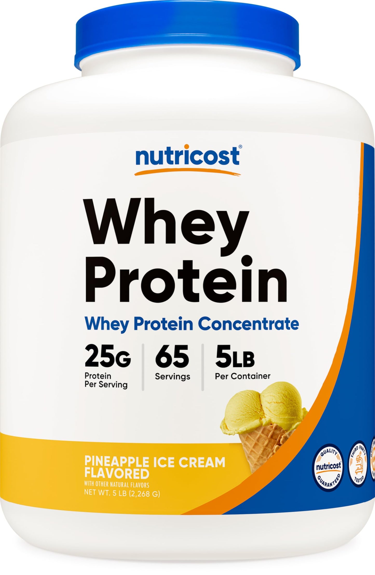 Nutricost Whey Protein Powder Pineapple (5 LBS) - Gluten-Free, GMO-Free, from Whey Protein Concentrate