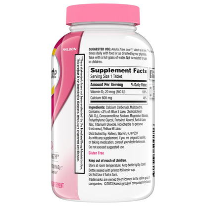 Caltrate 600 Plus D3 Calcium and Vitamin D Supplement Tablets, Bone Health Supplements for Adults - 200 Count