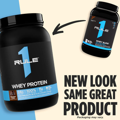 Rule 1 Whey Protein – 24g Fast-Acting Protein from All-Whey Sources with Naturally Occurring EAAs & BCAAs for Workout Recovery or Anytime Use (5 Pounds*, Strawberry Banana)