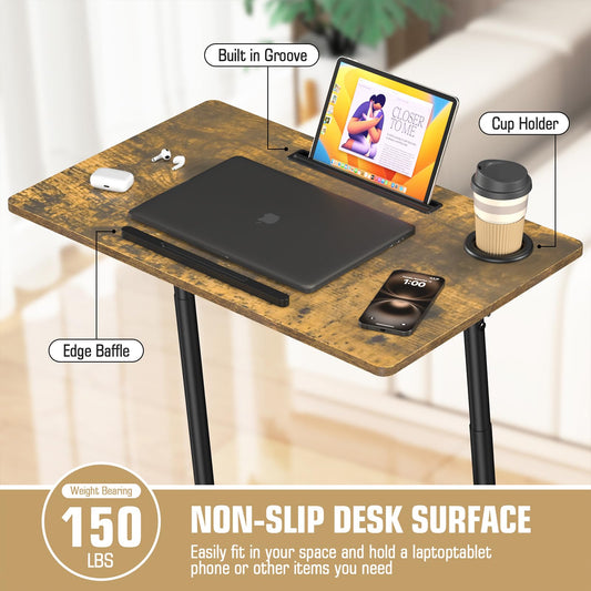 Eocnrhe Treadmill Desk, Mobile Small Standing Desk with Wheels for Walking Pad, Portable Table for Laptop, Rolling Table Adjustable Height, Bedside Table