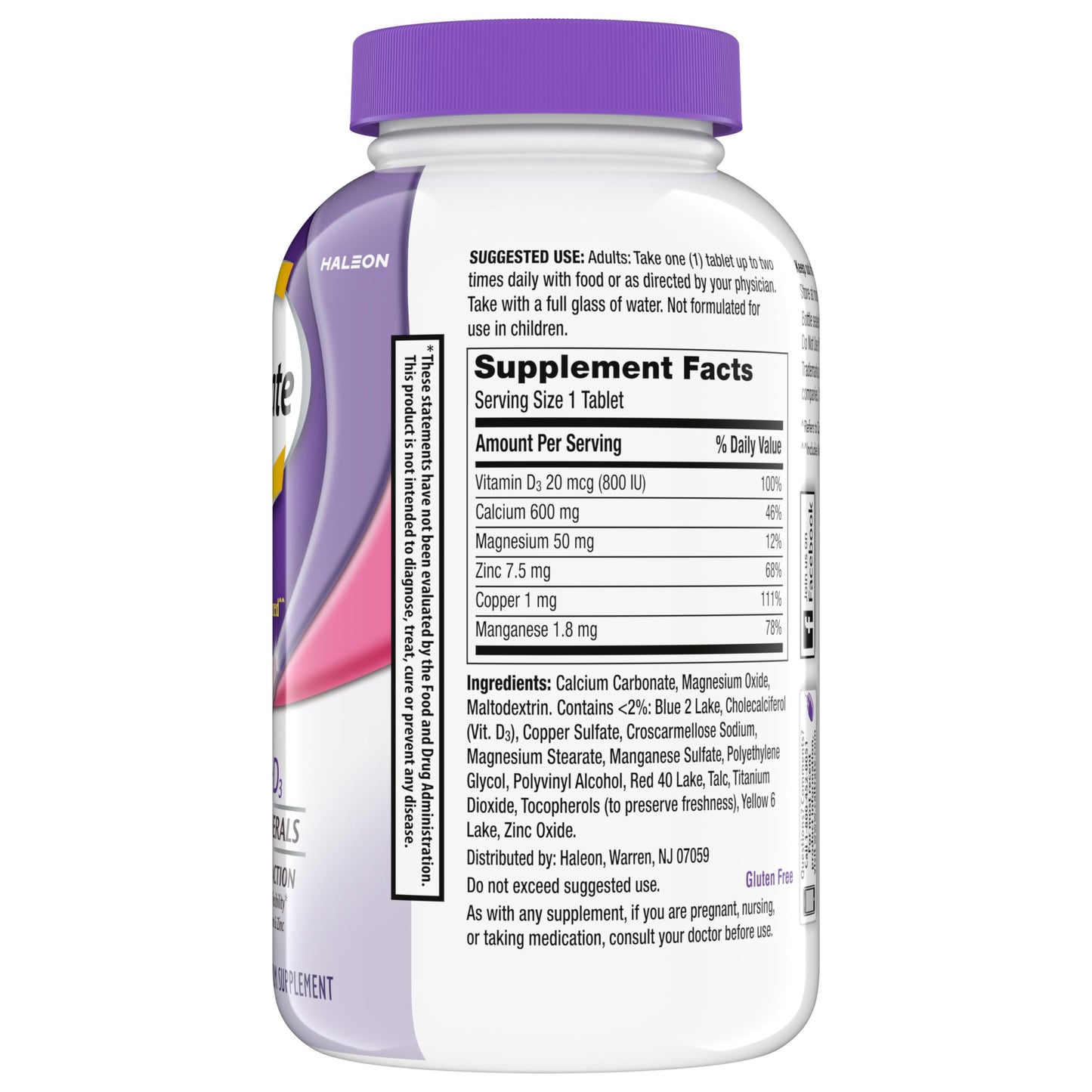 Caltrate 600 Plus D3 Plus Minerals Calcium and Vitamin D Supplement Tablets, Bone Health and Mineral Supplement for Adults - 165 Count