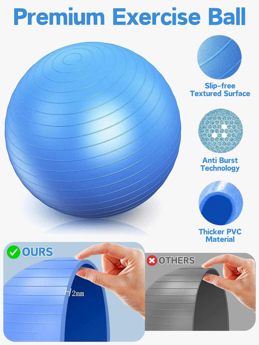Cardio Drumming Set, Glazeal 15.6" Exercise Ball with Pump & Cardio Drumming Sticks Adults Premium Aerobic Drumming Kit for Stability, Rhythm, Gymnastics