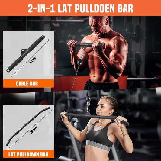 SERTT Cable Pulley System Gym, Power Rack Pulley Attachment with 2-in-1 LAT Pull Down Bar and Upgraded Loading Pin,Used for Triceps Pulldown, Biceps, Back, Shoulder