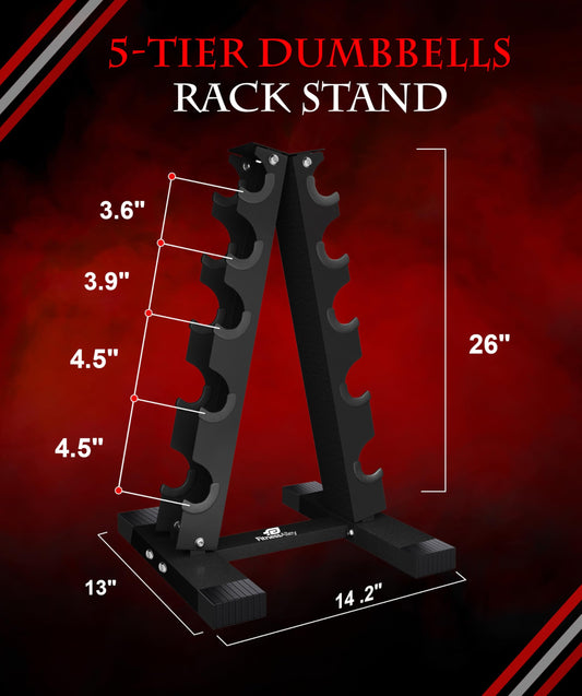 Fitness Alley 5 Tier Dumbbells Storage Rack - 200 LB Capacity Dumbbells Weight Rack - 2.0MM Thickness Weight Organizer Stand for Home Gym - Easy Assembly