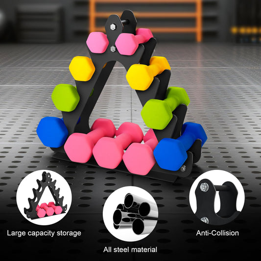 4-Tier Dumbbell Rack, Large Capacity Weight Rack for Women & Kids, Holds 1-11 lbs Dumbbell Stand Sets, Home Gym Storage Organizer(Dumbbells Not Included)