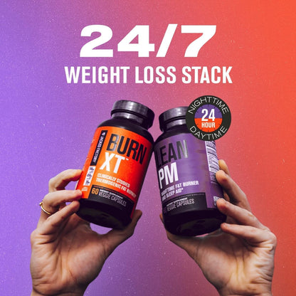 Jacked Factory Burn XT Thermogenic Fat Burner & Lean PM Nighttime Weight Loss Supplement for Men & Women 60 Veggie Diet Pills