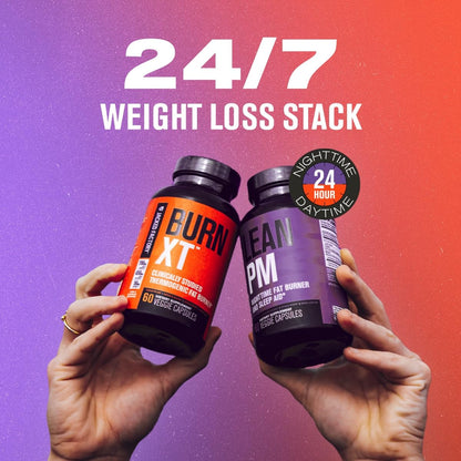 Jacked Factory Burn XT Thermogenic Fat Burner & Lean PM Nighttime Weight Loss Supplement for Men & Women 60 Veggie Diet Pills