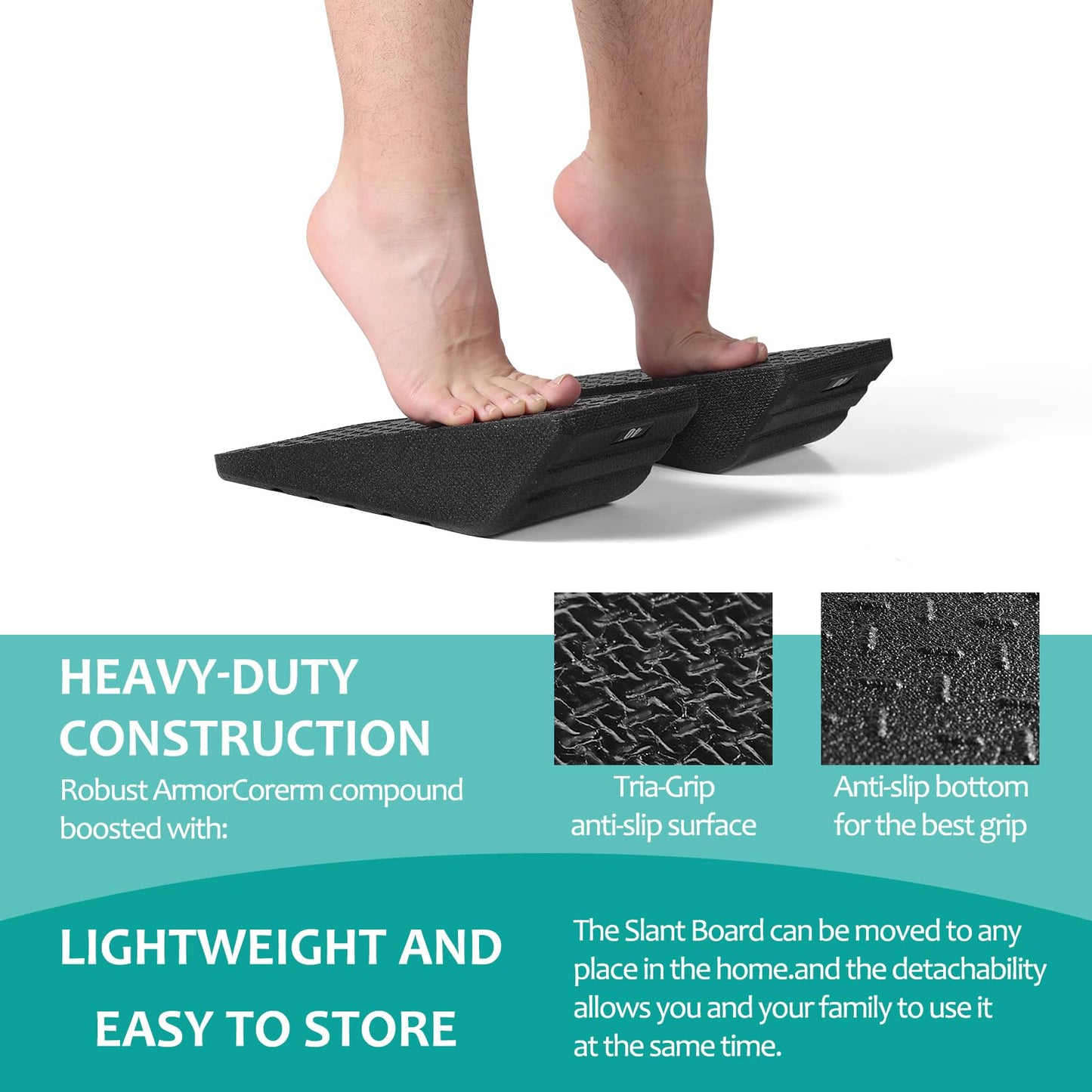 Squat Wedge Block 2PCS Non Slip Professional Ramp - 550 LBS Weight Capacity - Slant Board for Calf Stretching - Calf Stretcher Slant Board - Yoga Blocks (Black)