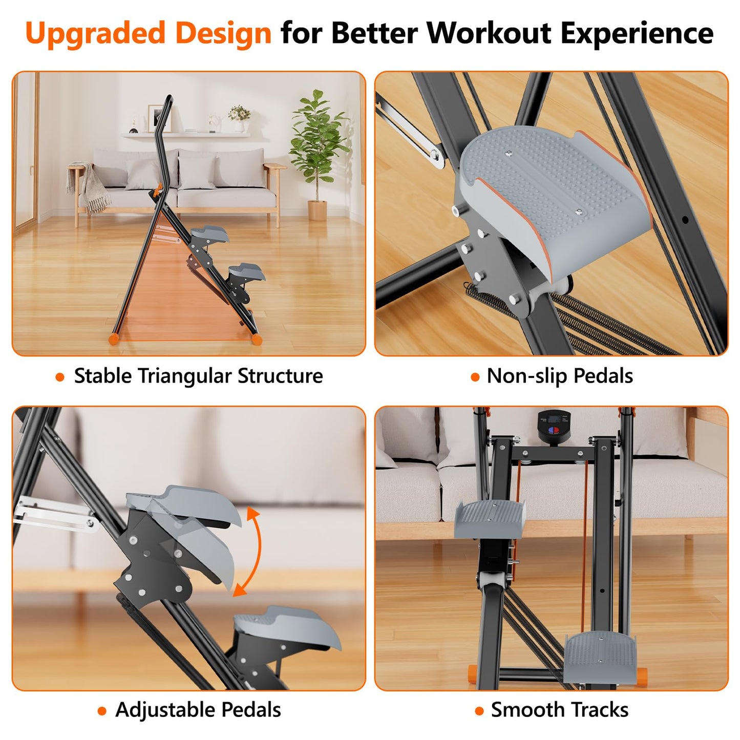 RYGEO Stair Stepper with Adjustable Resistance for Home Cardio Workout,Upgraded Vertical Climber Machine Full-Body Workout,Compact Folding Exercise Climber, Adjustable Handlebar & Pedals