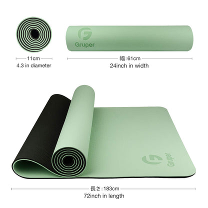 Yoga Mat Non Slip, Eco Friendly Fitness Exercise Mat with Carrying Strap,Pro Yoga Mats for Women,Workout Mats for Home, Pilates and Floor Exercises (Matcha Green/Black, Thickness-6mm)