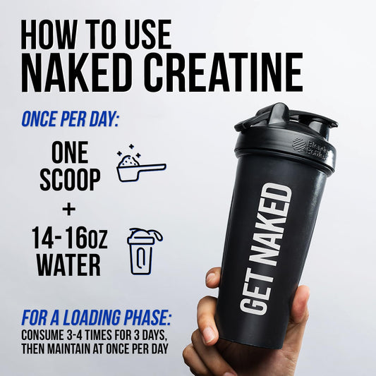 NAKED Creatine - Strawberry Flavored Creatine Monohydrate - Real Strawberry Powder, No Additives, Muscle Growth, Vegan, Non-GMO, Gluten Free, Soy Free - 45 Servings