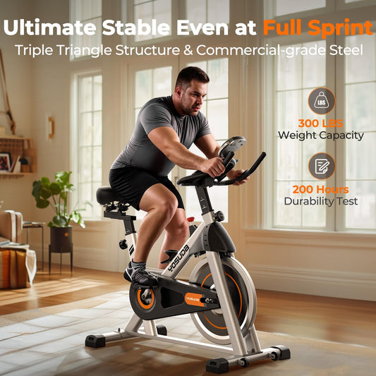 YOSUDA Exercise Bike, Brake Pad Stationary Bike for Home with Exclusive App, Magnetic Indoor Cycling Bike with 300 lb Weight Capacity, Low Noise, Tablet Holder and Fitness Courses for Weight Loss