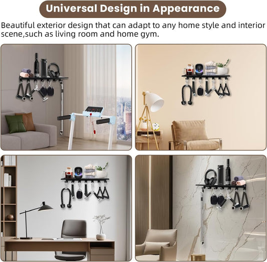 Floating Shelf Organizer Compatible with Tonal Accessories Home Gym Weight wall Storage Equipment Hanger Metal Rack Holder Wall Mount with Hooks T-Lock Adapters Bracket Hanger Workout (Floating Shelf)