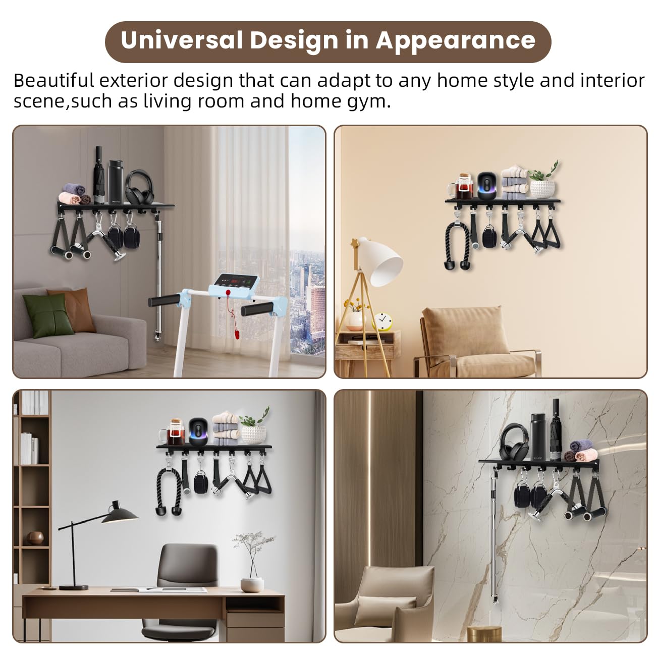 Floating Shelf Organizer Compatible with Tonal Accessories Home Gym Weight wall Storage Equipment Hanger Metal Rack Holder Wall Mount with Hooks T-Lock Adapters Bracket Hanger Workout (Floating Shelf)