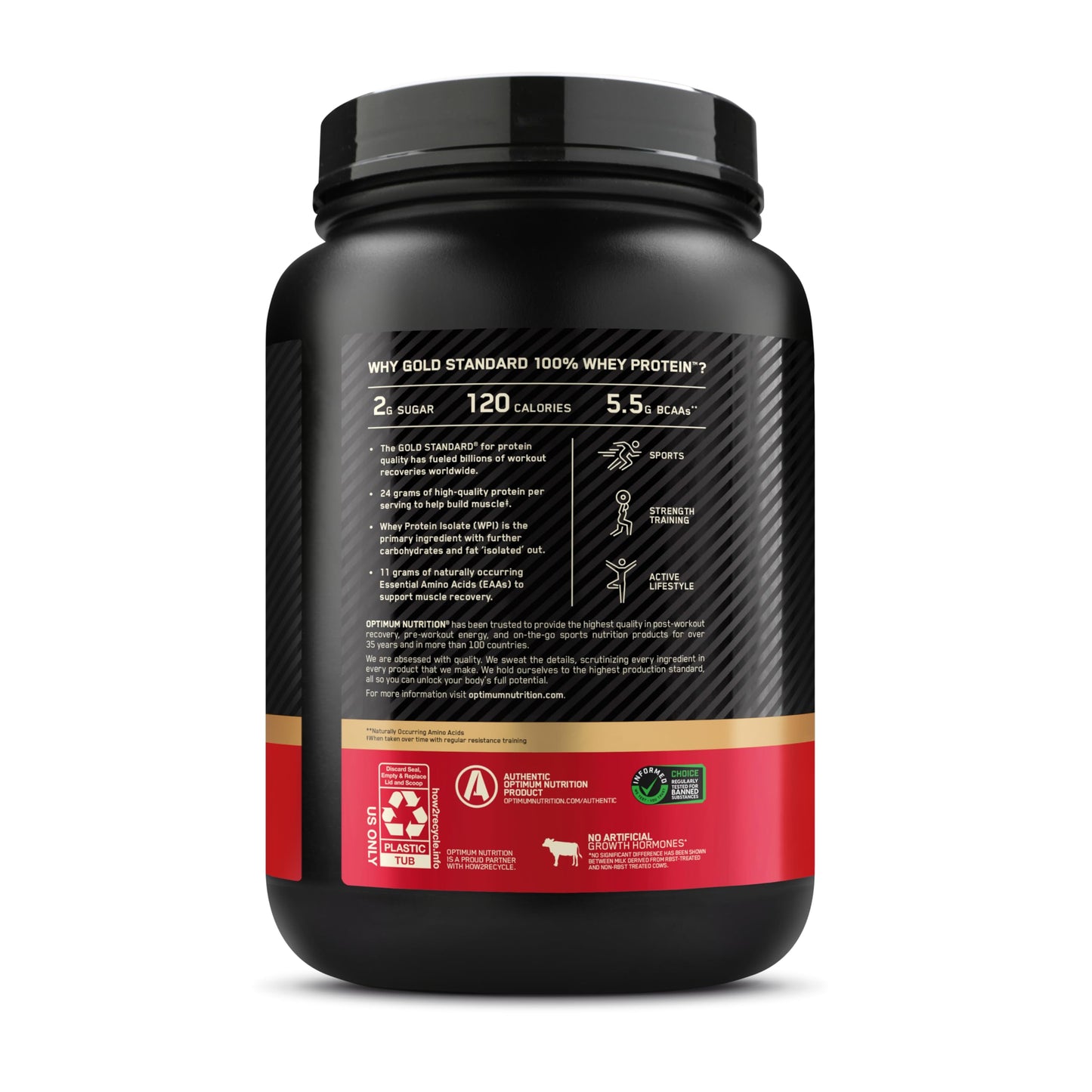 Optimum Nutrition Gold Standard 100% Whey Protein Powder, Vanilla Ice Cream, 2 Pound (Packaging May Vary)