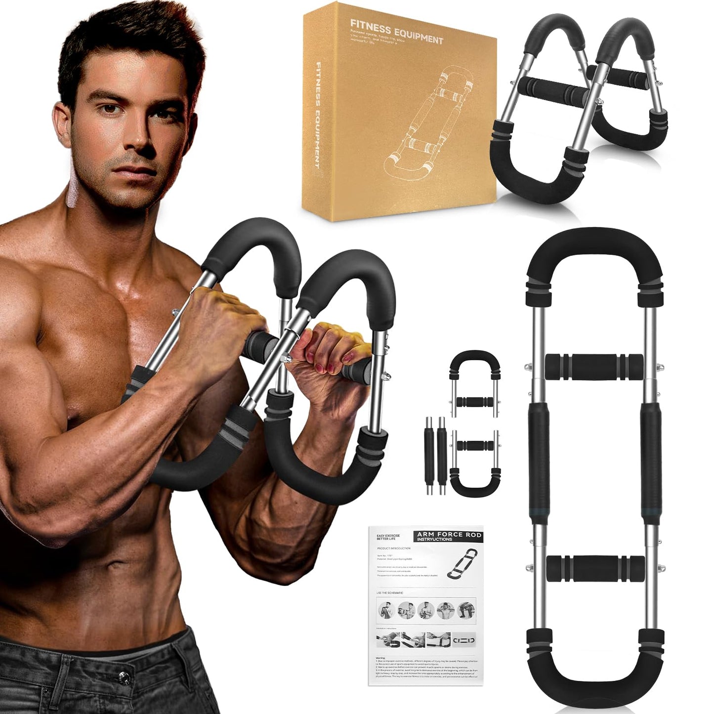 Twister Arm Trainer, 20-70 lb Adjustable Chest Workout Equipment, Forearm Strengthener, Power Twist Arm Trainer for Men, Arm Exercise Equipment, Portable Spring Resistance for Home Workout Equipment