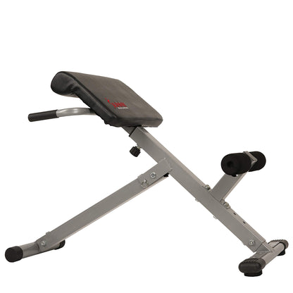 Sunny Health & Fitness 45-Degree Hyperextension Roman Chair with Adjustable Height and Back, Glute, Hamstring, and Ab Workouts Foldable Sit Up Gym Bench for Home, Gray - SF-BH6629