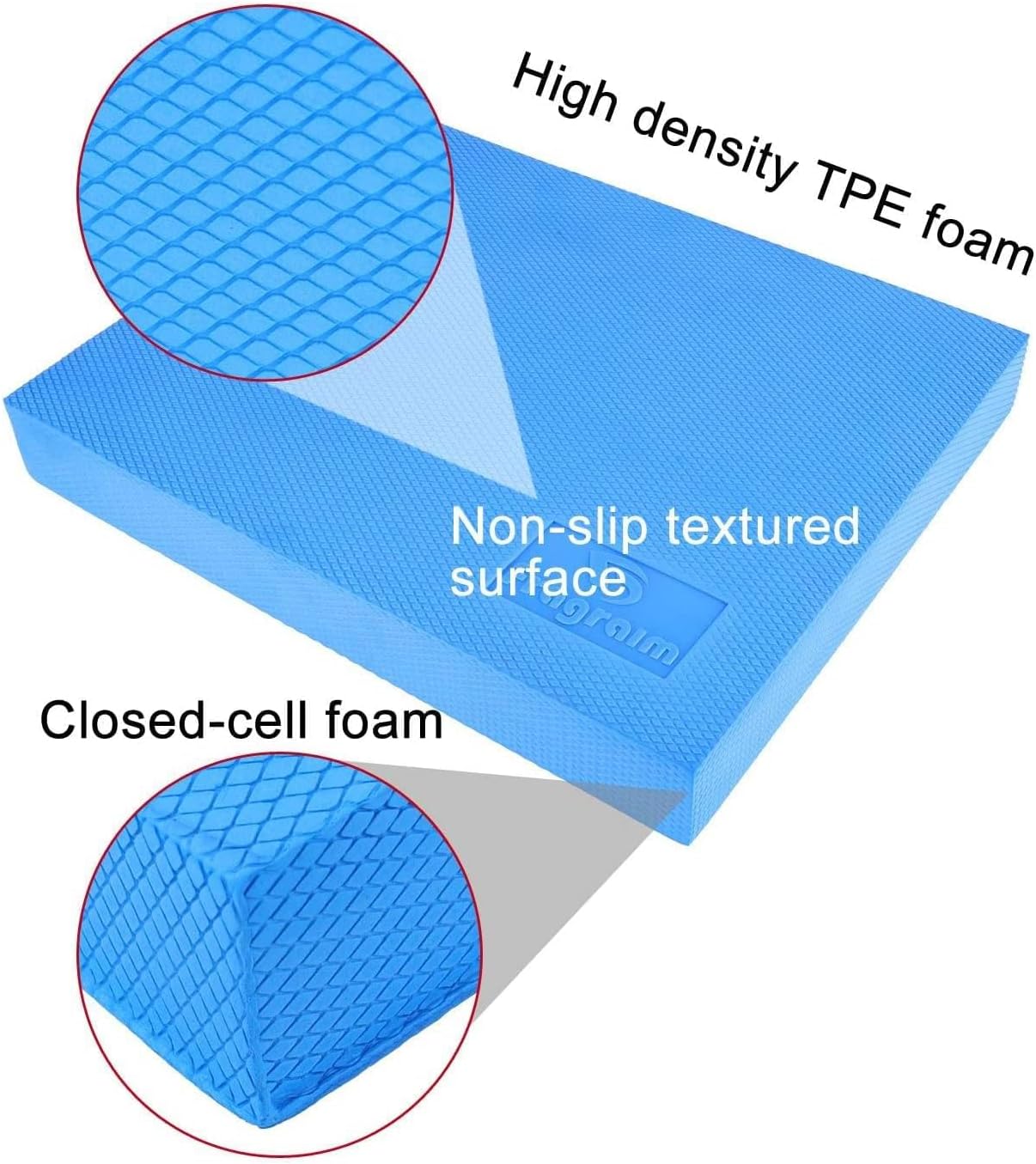 Balance Pad, Non-Slip Foam Mat & Ankles Knee Pad Cushion for Physical Therapy, Rehabilitation, Core Balance and Strength Stability Training, Yoga & Fitness, 15.7 x 13 x 2 Inch (Blue)