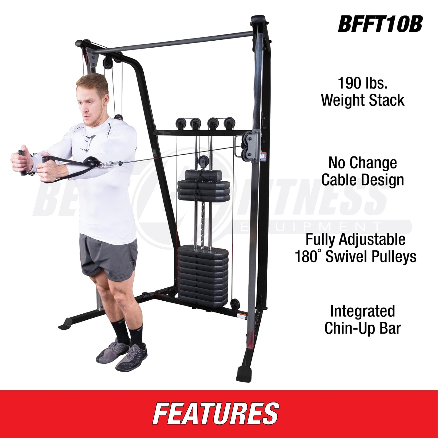 Body-Solid Best Fitness Functional Trainer Cable Machine, Full Body Workout Weight Stacks, Chest and Shoulder Exercise Home Gym LAT Pulldown Machines with 190lb Weights Stack, Midnight Black (Black)
