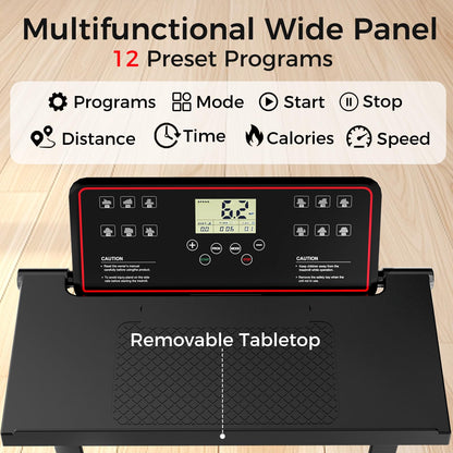 Portable Treadmills for Home, Compact Treadmill with Handles, 3.0HP Electric Walking Pad Treadmill with Removable Desk Workstation, Running Machine for Home Office