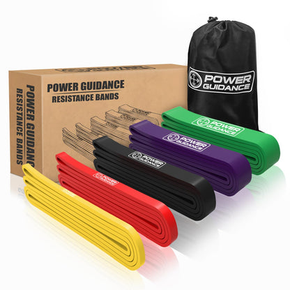POWER GUIDANCE Pull Up Assist Bands - Stretch Resistance Band - Mobility Band - Powerlifting Bands - by Perfect for Body Stretching, Powerlifting, Resistance Training (Set of 5)