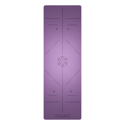 YOGATI Yoga Mat with Alignment Lines. Exercise mat with carry strap. Pilates mats for yoga or Fitness. Non slip Workout Mat. Thick Yoga Mats for women and men. Gym mats for home. Yoga matt thick.