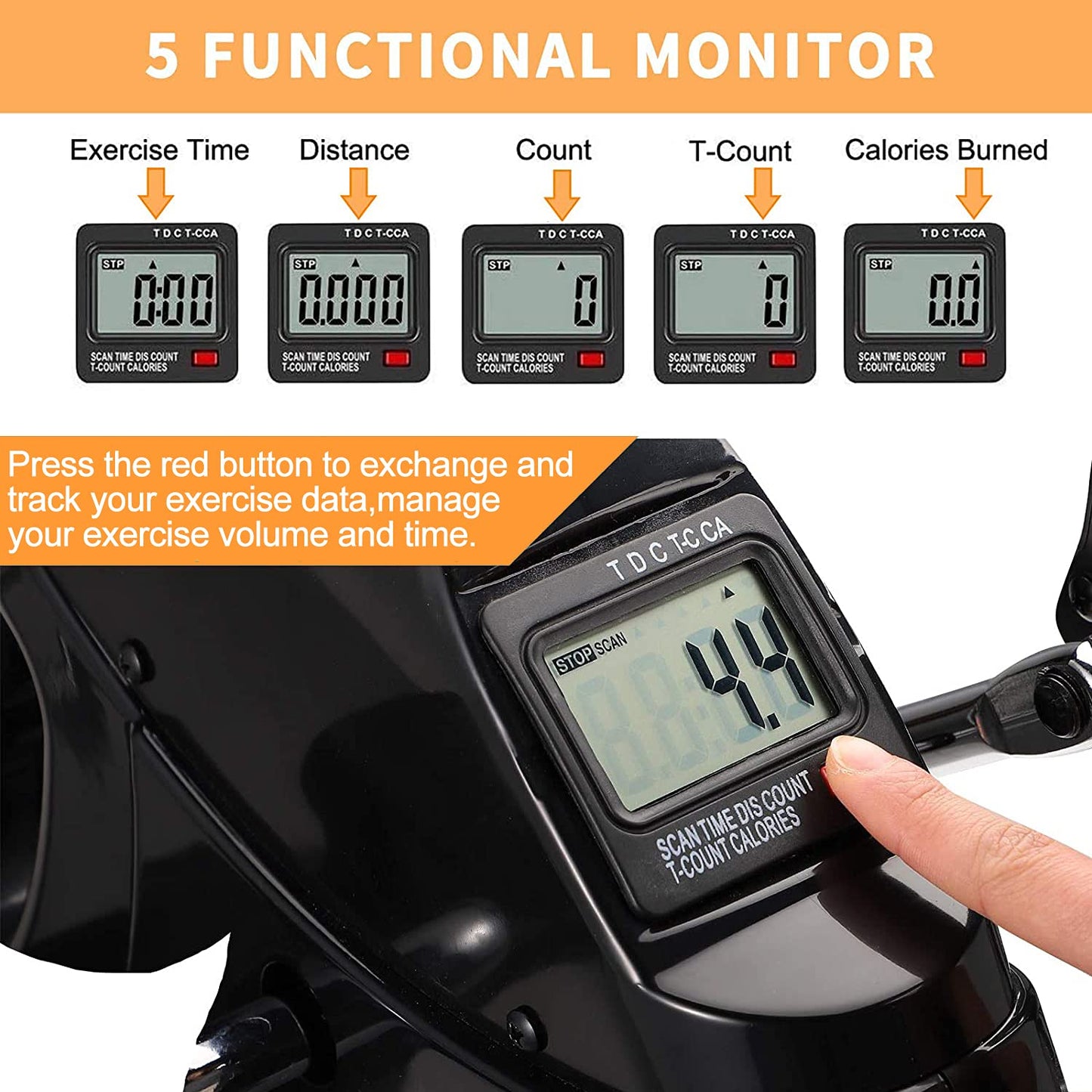Pedal Exerciser Under Desk Bike Mini Exercise Bike for Leg and Arm Cycling Exercise Portable Peddler with LCD Display