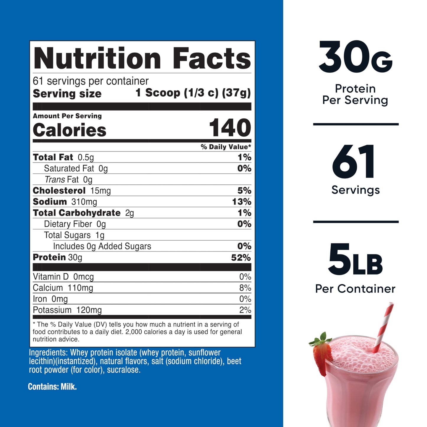 Nutricost Whey Protein Isolate (Strawberry Milkshake) 5LBS