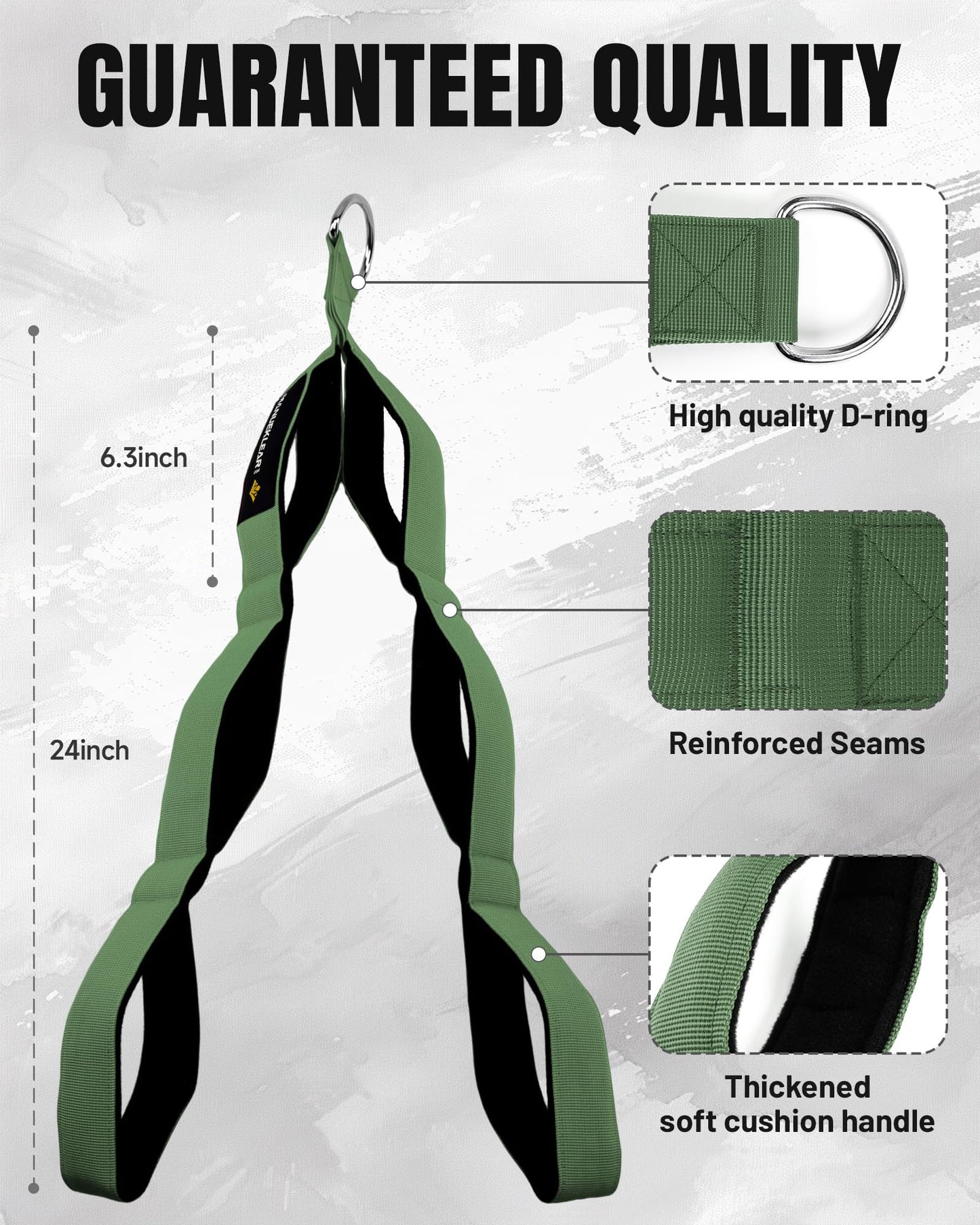 MANUEKLEAR Tricep Rope Cable Attachment Handles, Greater Range of Motion, Tricep Pull Down Rope for Push Downs, Crunches, Facepulls for Professional Gym (Green)