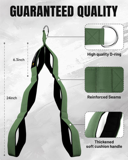 MANUEKLEAR Tricep Rope Cable Attachment Handles, Greater Range of Motion, Tricep Pull Down Rope for Push Downs, Crunches, Facepulls for Professional Gym (Green)