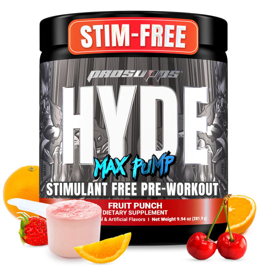 PROSUPPS Mr. Hyde Max Pump Pre Workout Powder - Stim-Free Preworkout Supports Blood Flow, Muscle Volume & Endurance - Caffeine-Free Nitric Oxide Gym & Fitness Supplements (Fruit Punch, 20 Servings)