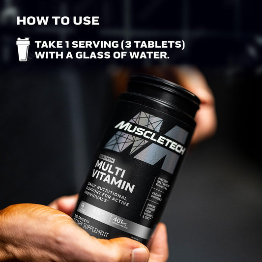 Muscletech Platinum Multivitamins for Men & Women - Multi-Vitamin Supplement for Immune Support - 18 Vitamins & Minerals, Vitamin A C D E B6 B12 - Daily Workout Supplements for Men - 180 Capsules