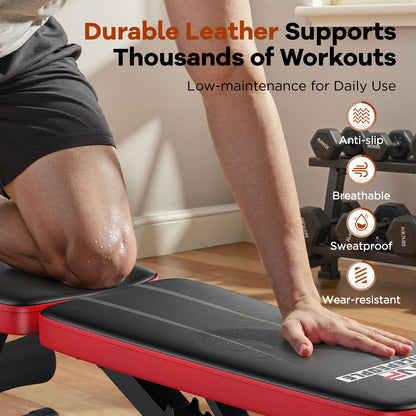 NICEPEOPLE Basic Weight Bench for Home Gym, Foldable Workout Bench with 8 Backrests, 660LBS Weight Capacity Adjustable Bench