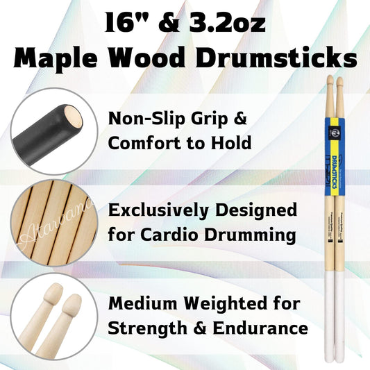 Atarvana Cardio Drumming Equipment Set, Extra Thick Yoga Ball with Pump & 3.2oz Cardio Drumming Sticks with Grips, Aerobic Exercise Ball Drumsticks Workout Set for Stability, Rhythm, Gymnastics